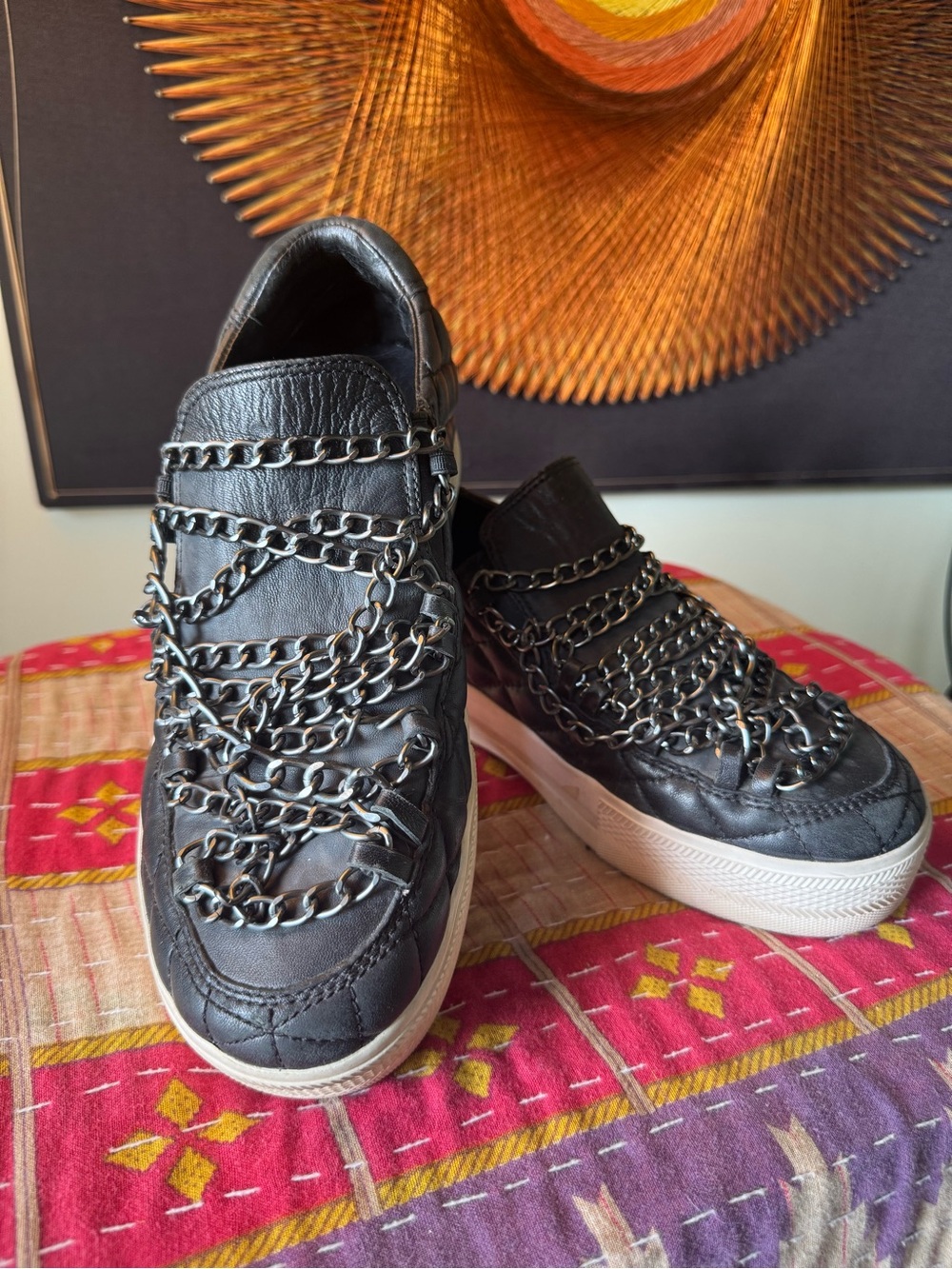 Ash Quilted Leather Chain Jewel Bis Platform Sneaker 39